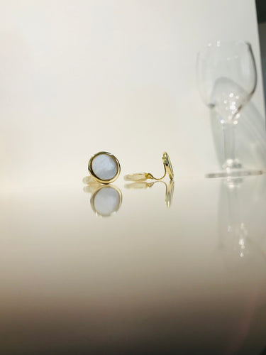 Gold Platted Mother Pearl Cufflink Earrings